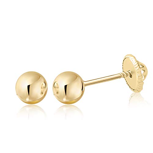 5. Gold High Polished Shiny Ball Post Stud Screwback Earrings