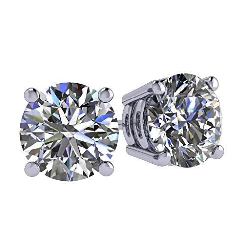 1. NANA 14k Gold Post 4-Prong Swarovski Pure Brilliance CZ Stud Earrings