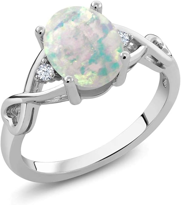 5. Oval Cabochon - White Simulated Opal