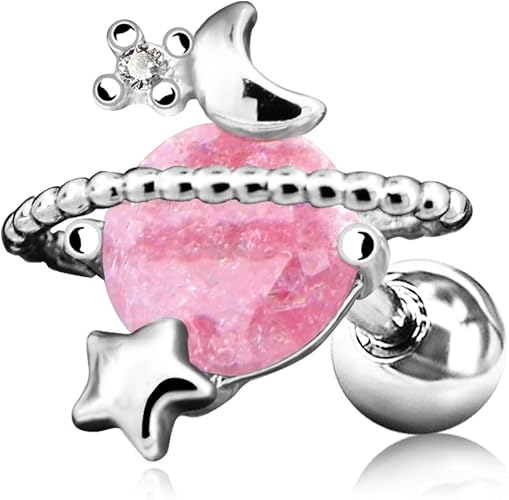3. OUFER Surgical Steel Moon Pink Earring