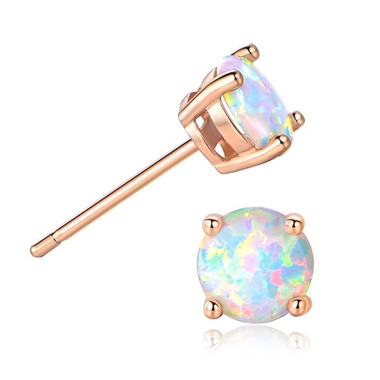 5. GEMSME 18K Rose Gold Plated Opal Stud Earrings for Women