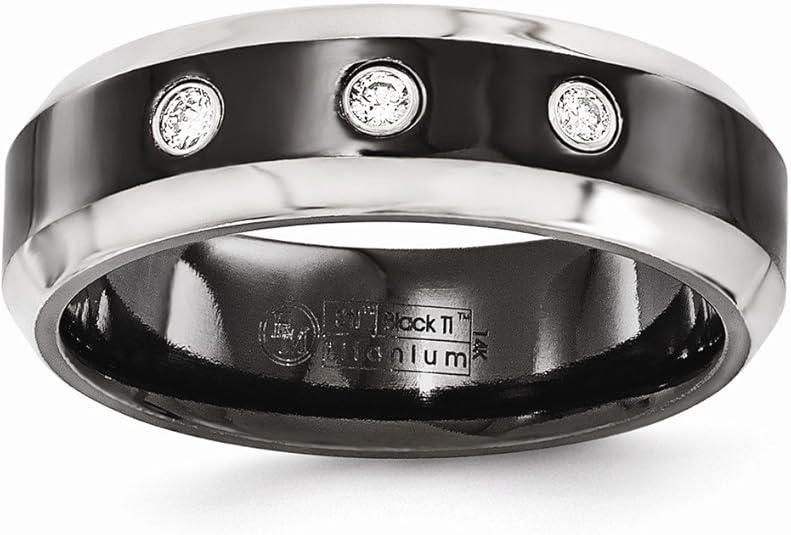 4. Black Titanium Men's Bezel Wedding Band