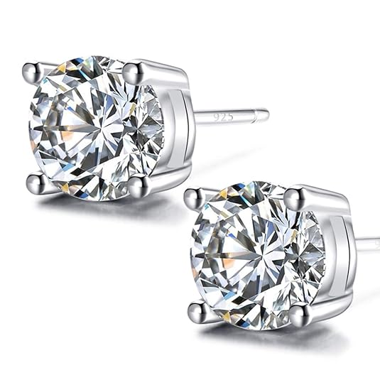 2. 925 Sterling Silver and Cubic Zirconia Stud Earrings