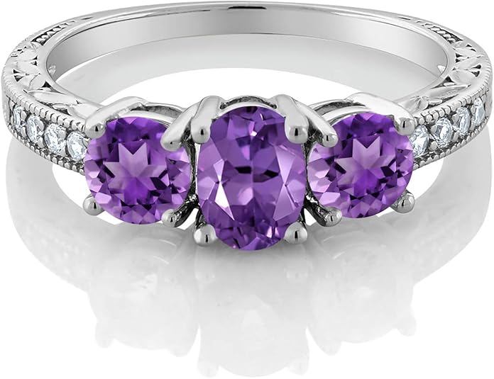 5. Amethyst/Cubic Zirconia 925 Sterling Silver