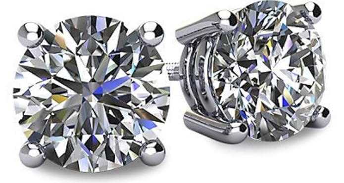 1. NANA14K Gold Post & Sterling Silver 4 Prong Swarovski Earrings