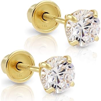 1. 14K Yellow Gold Solitaire Earrings