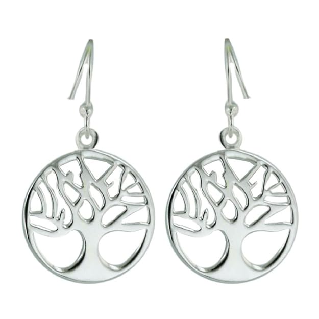 2. Sterling Silver Tree of Life Dangle Earrings