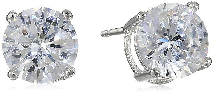 3. Amazon Essentials Plated Sterling Silver Cubic Zirconia Stud Earrings
