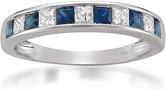 2. La4ve 14K Diamond & Sapphire Ring