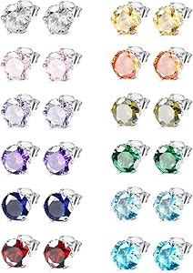 2. JstyleStainless Steel CZ Stud Earrings