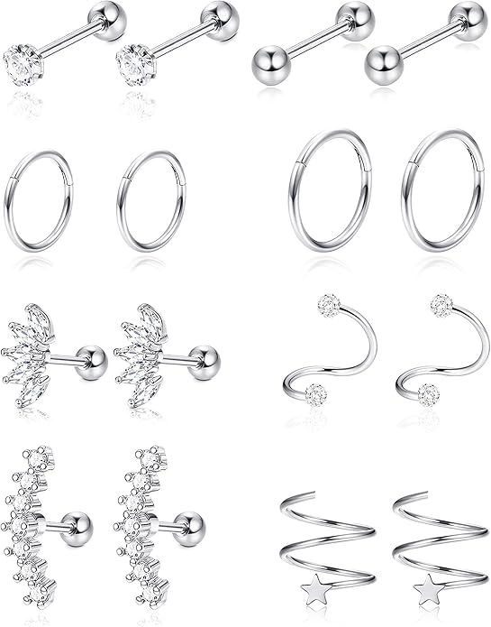 1. Jstyle 8-Piece Earring Set