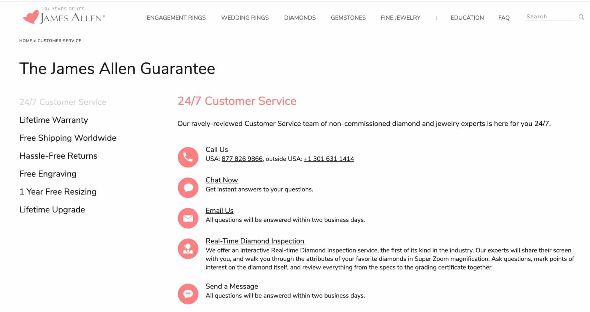 james allen customer service