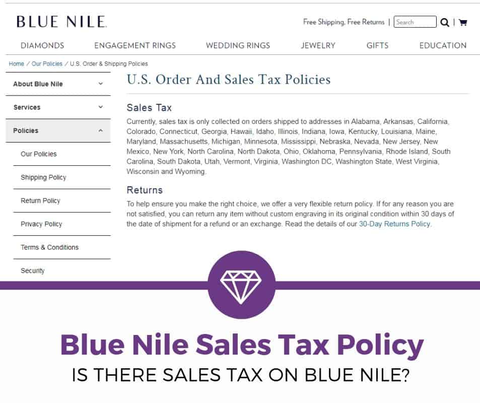 Blue Nile Sales Tax Policy Blue Nile Sales Tax Policy
