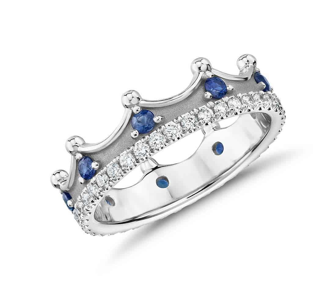 sapphire and diamond crown ring