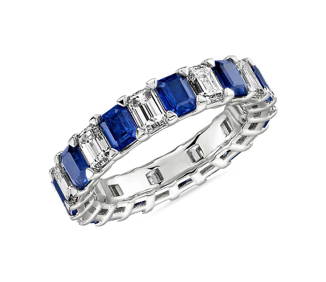 blue nile studio seamless alternating emerald cut diamond and sapphire