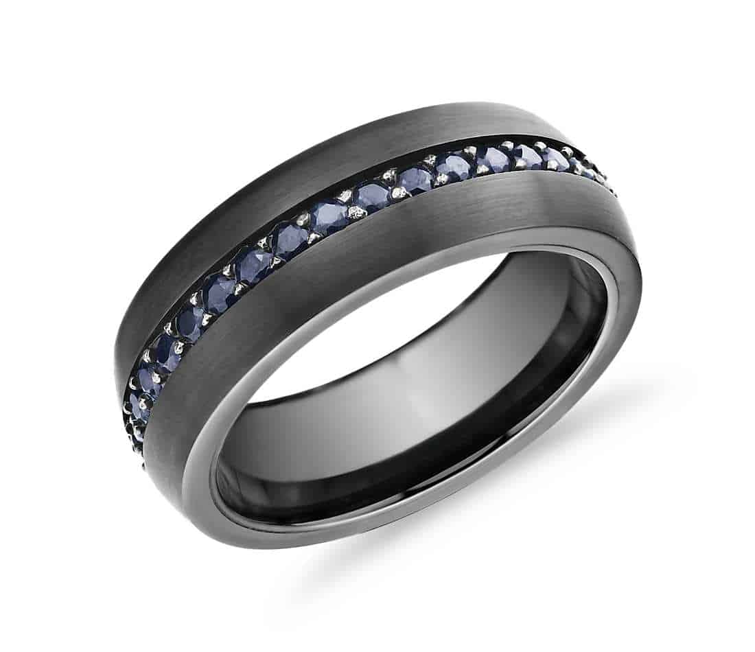eternity black sapphire wedding tungsten band
