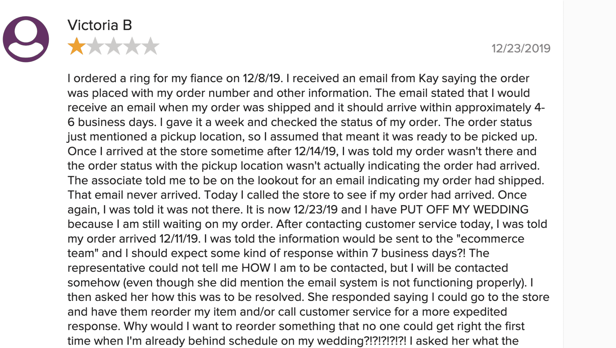 Kay BBB bad customer service