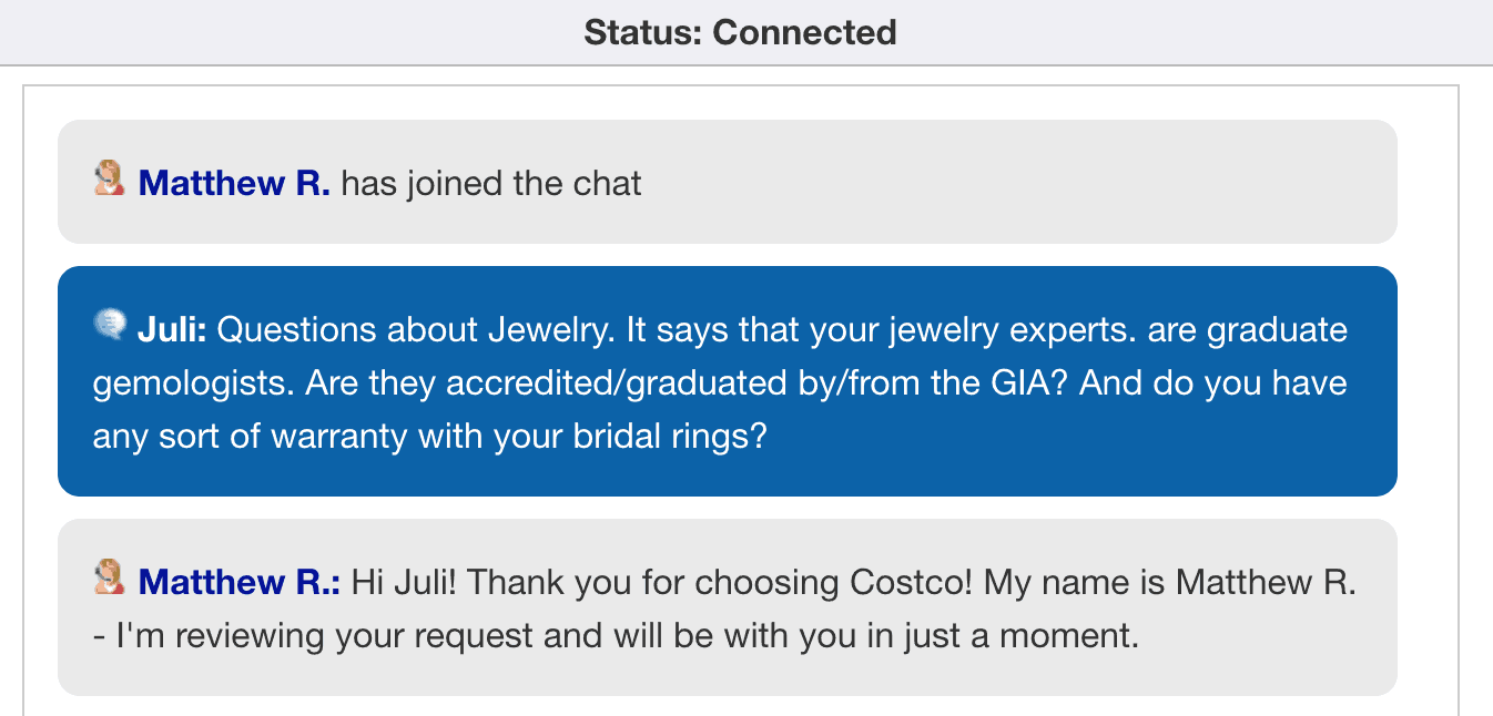 Costco chat service