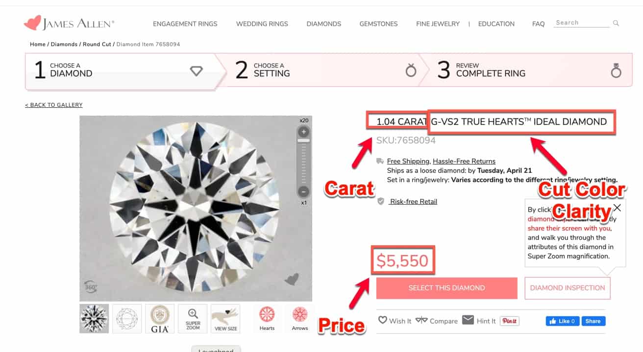 james allen price comparison