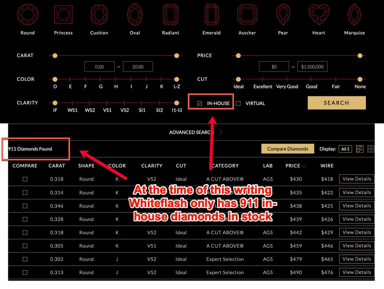 in house diamonds in stock whiteflash