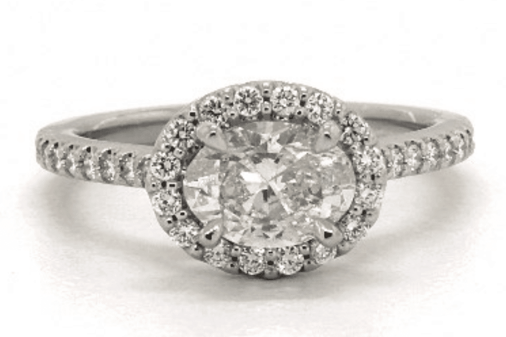 14k White Oval Cut Diamond Engagement Ring