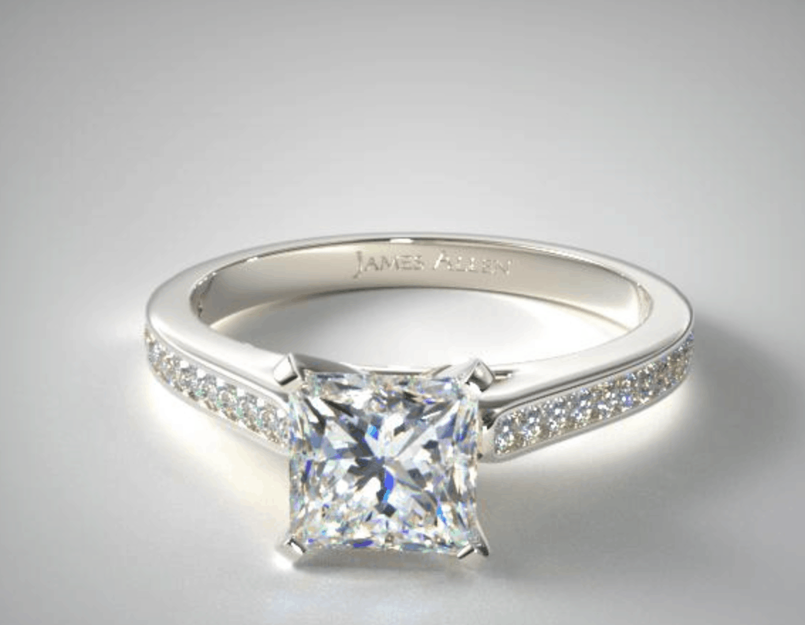 princess cut 14k white gold diamond engagement ring