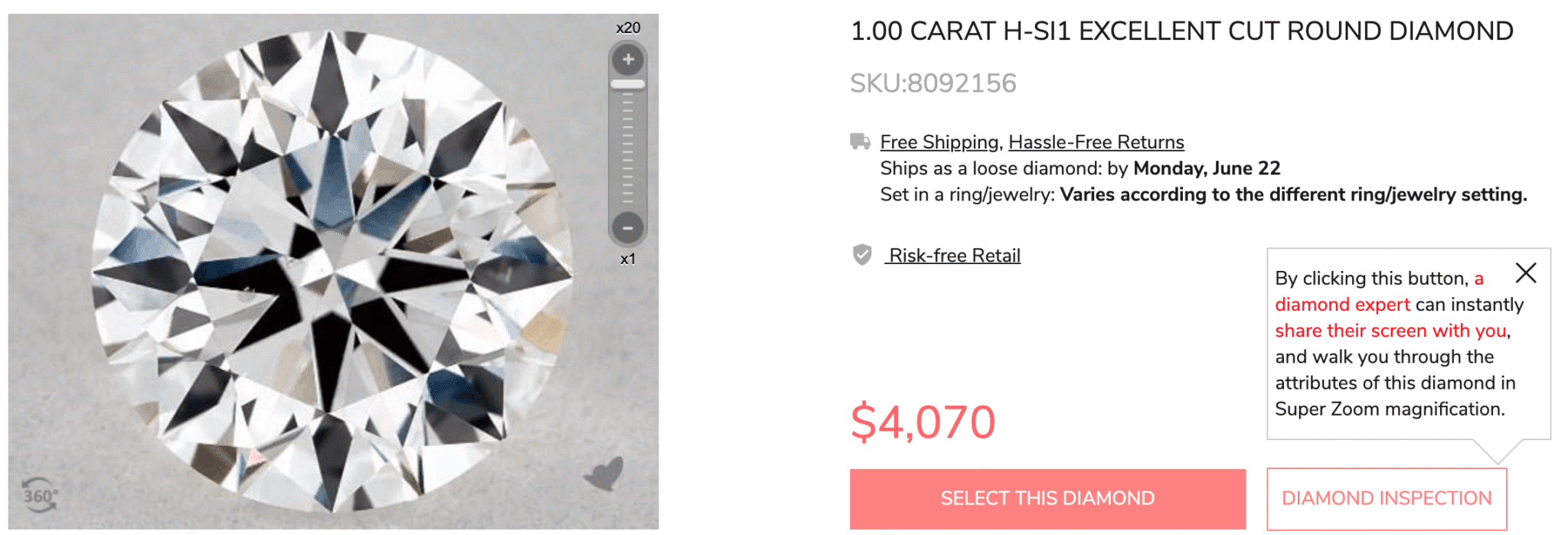 lab-created diamond from james allen 1 carat round cut diamond