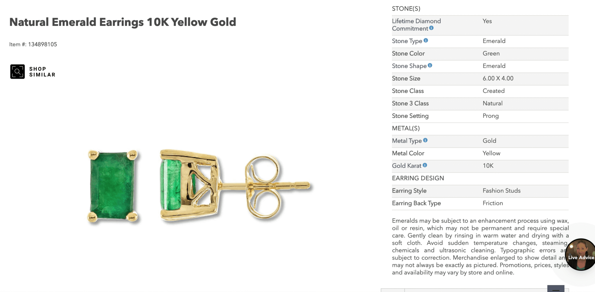 kay natural emerald earrings