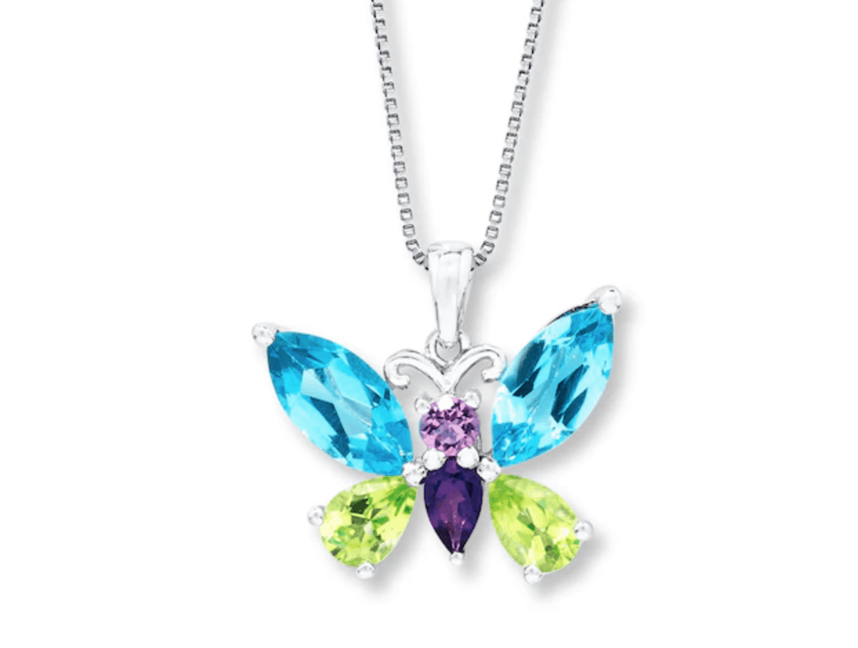 butterfly sterling silver peridot pendant