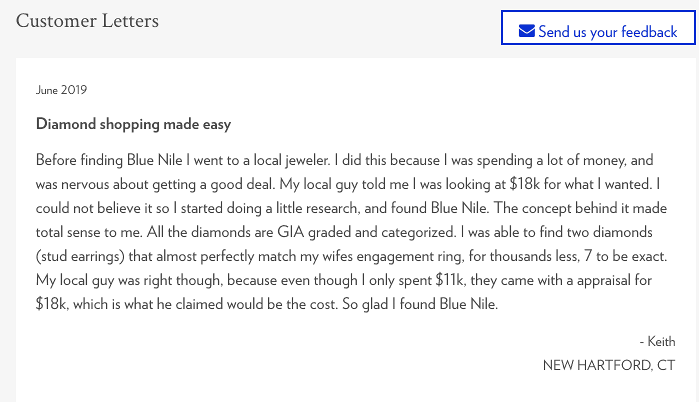 Screen Shot 2021-04-24 at 10.38.58 PM Blue Nile customer letter