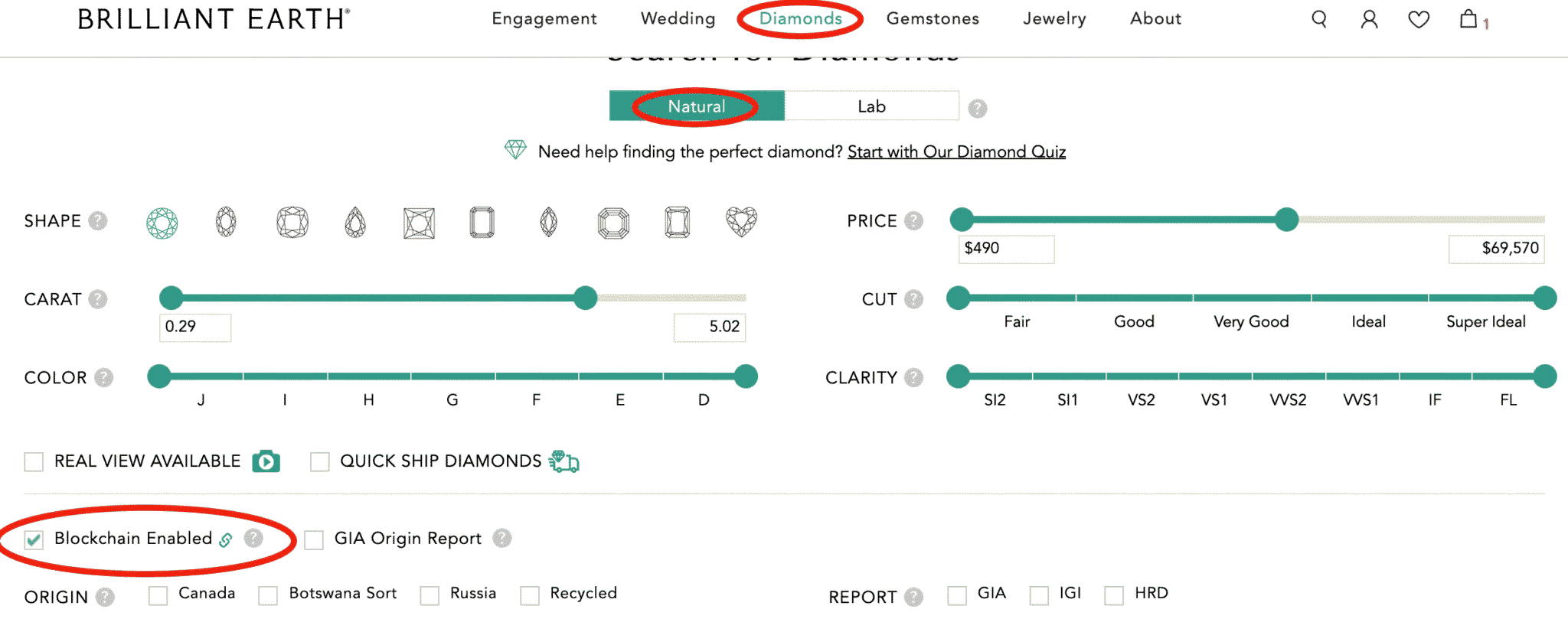 blockchain natural diamonds