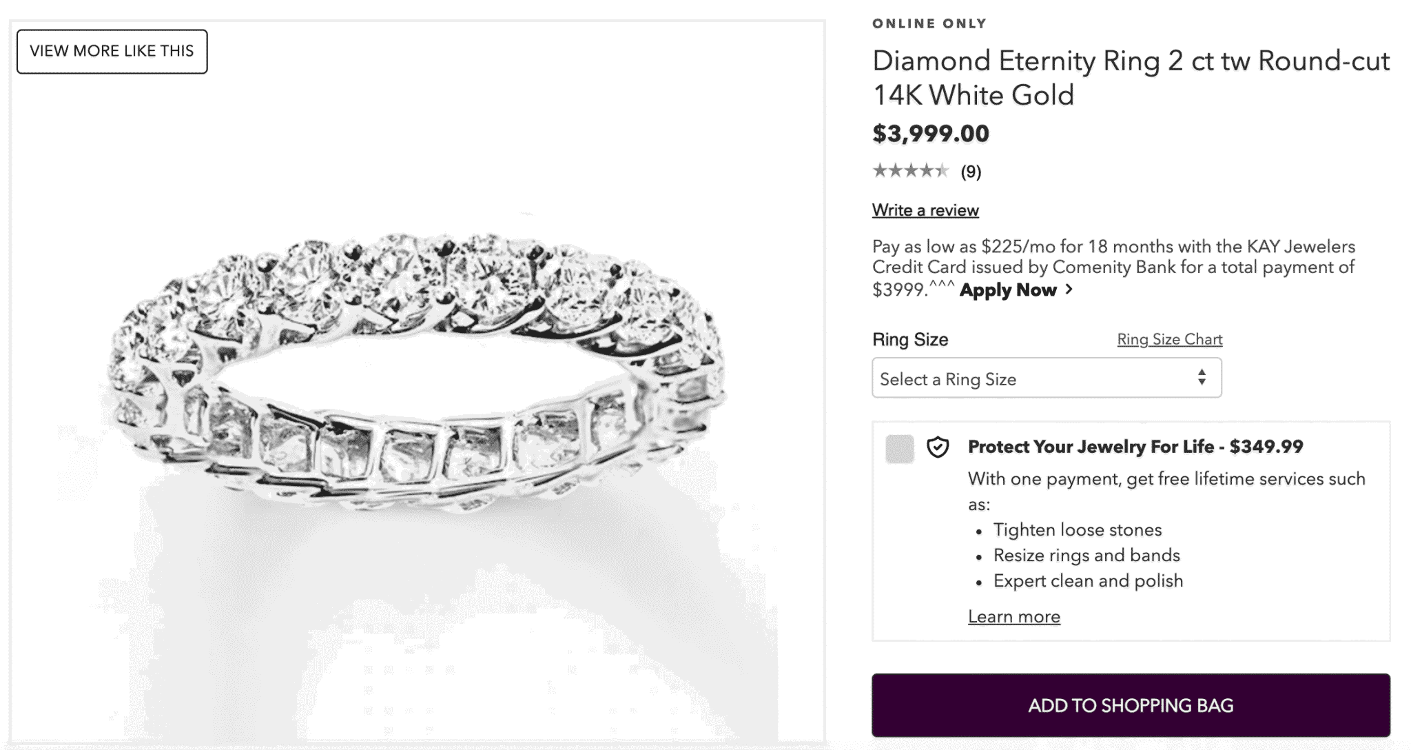 diamond eternity ring 2 ct Round-cut 14k White Gold