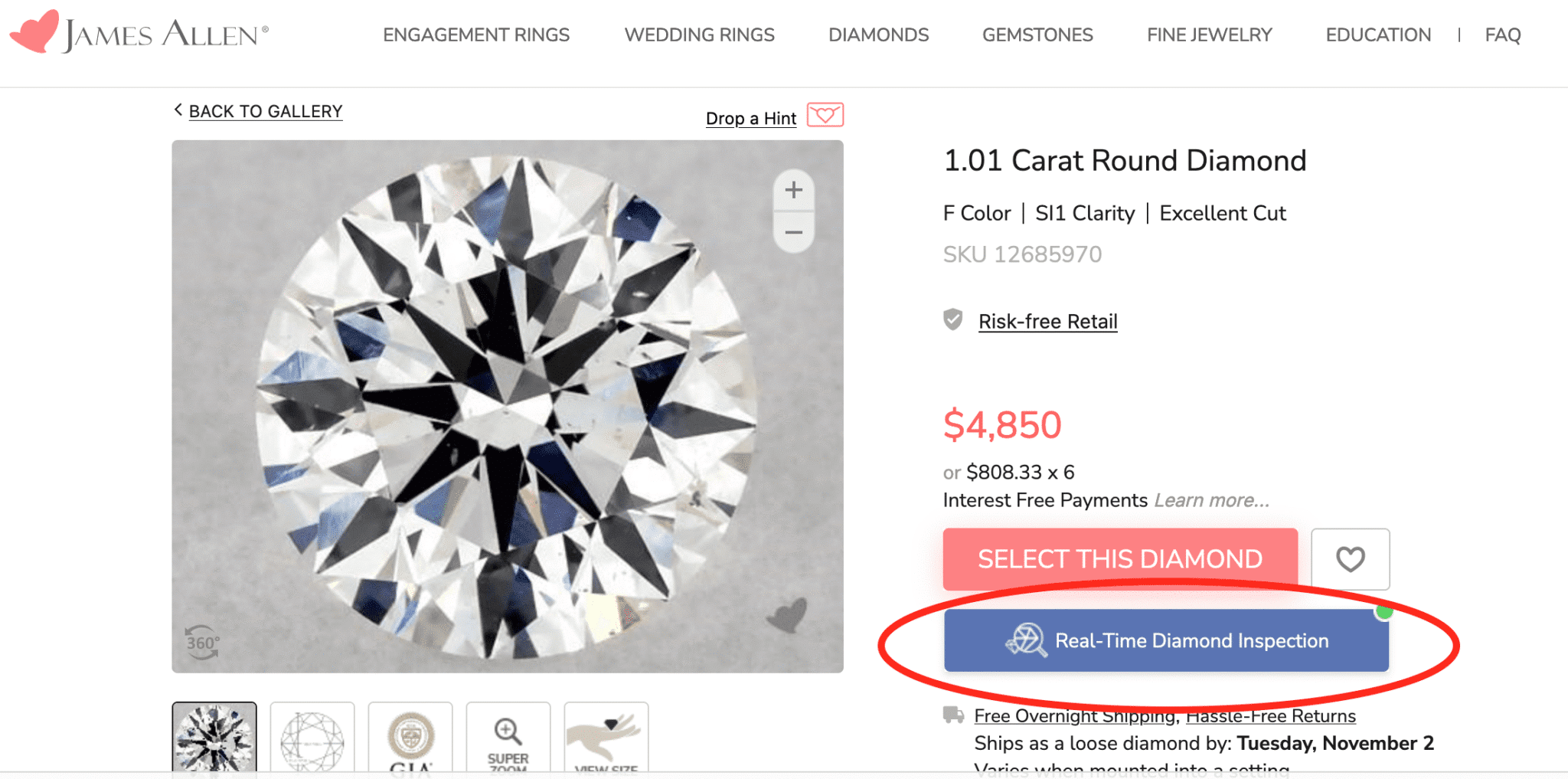 james allen real time inspection