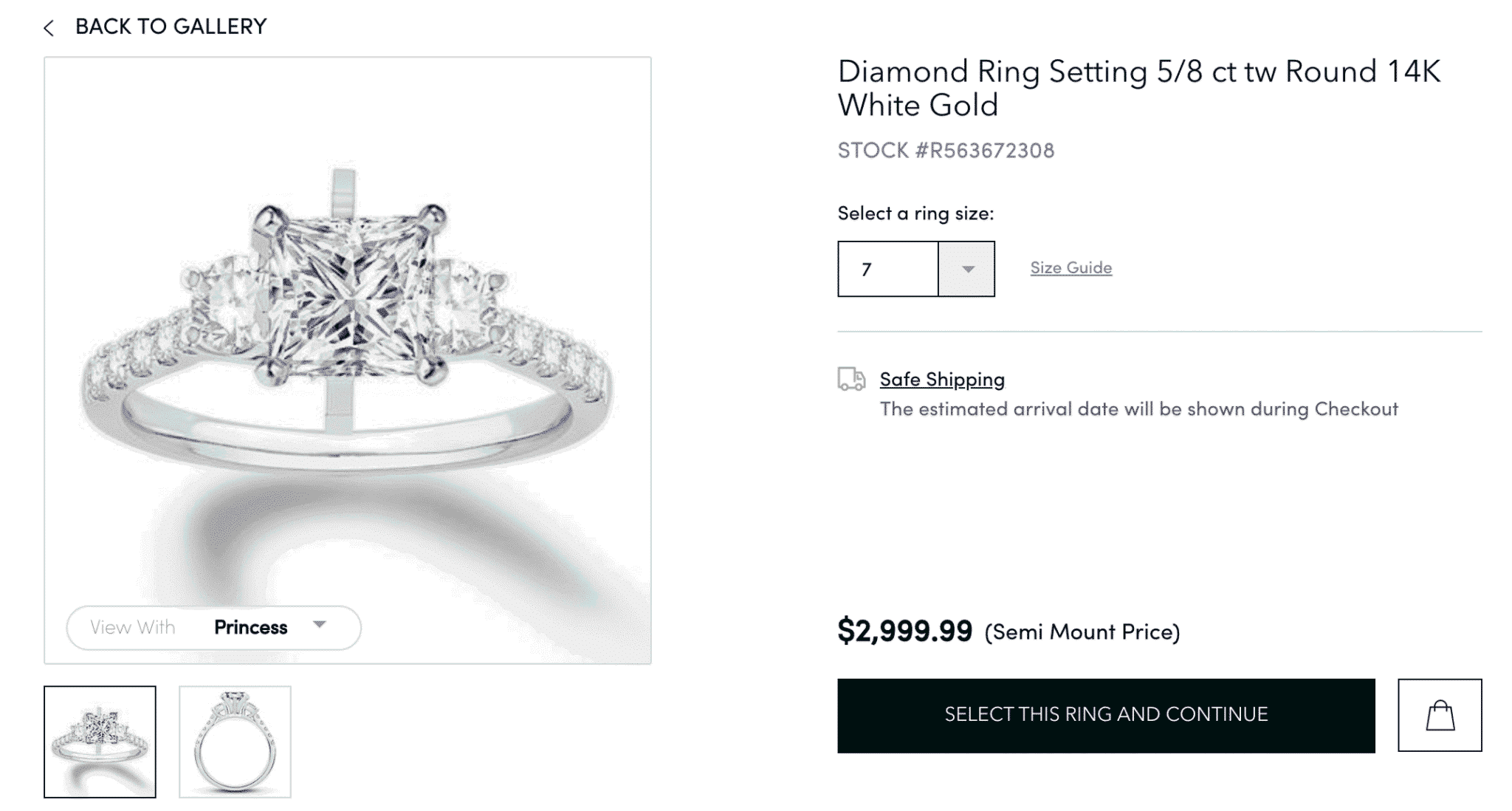 Diamond Ring Settingn 5/8 ct tw Round 14K White Gold by Jared