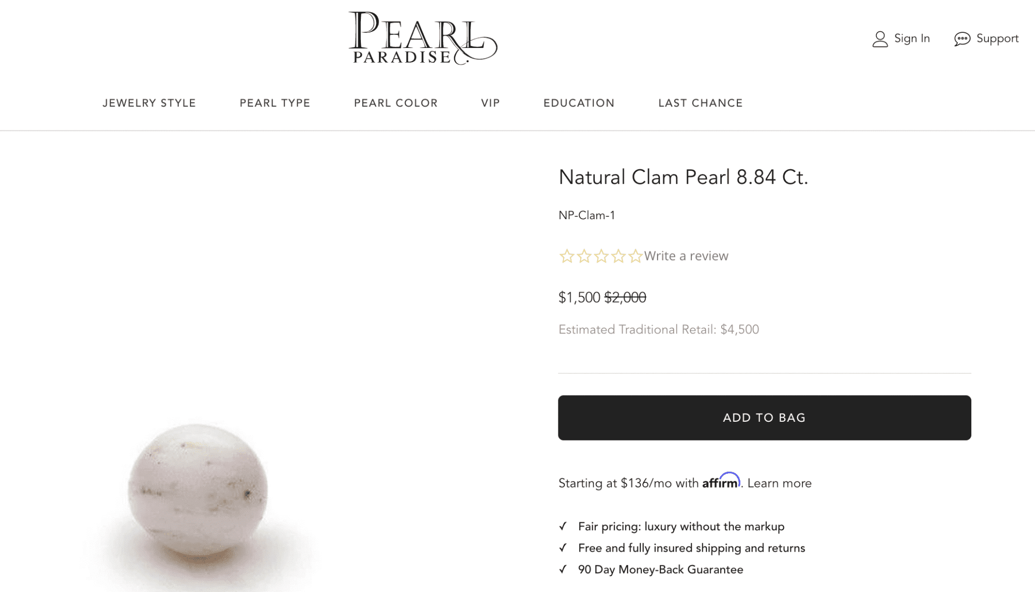 Natural Clam Pearl 8.84 Ct.