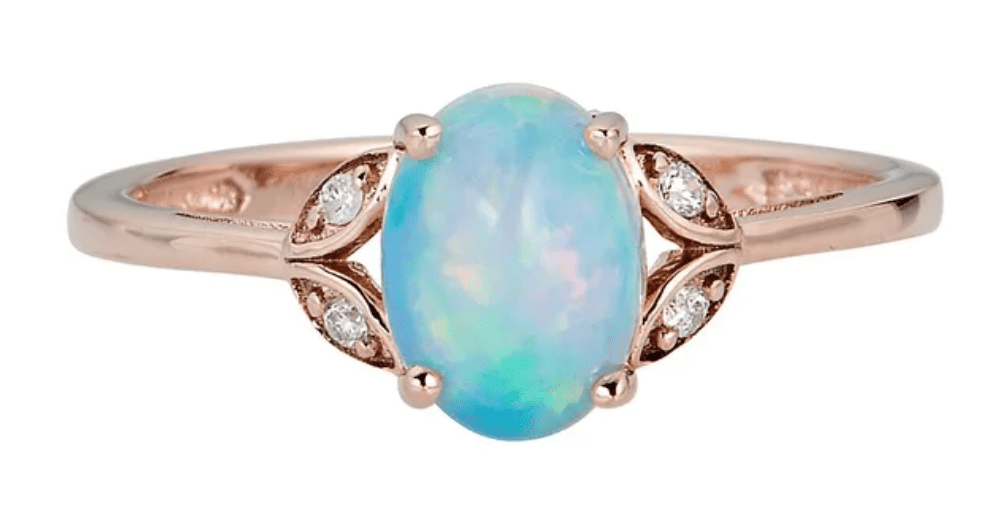 blue opal rose gold ring