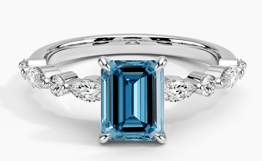 lab created blue diamond ring