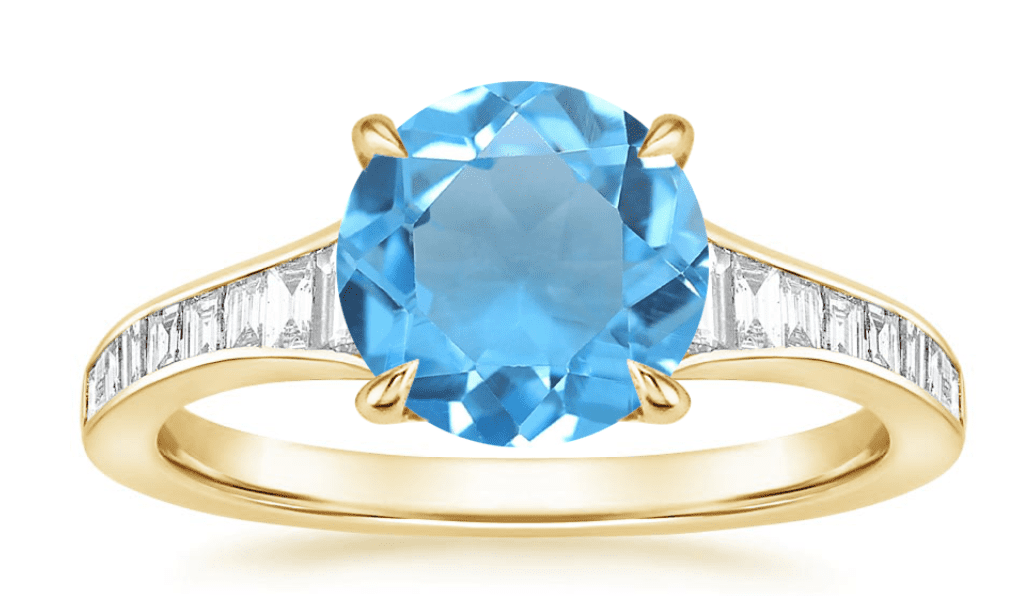 blue topaz yellow gold ring