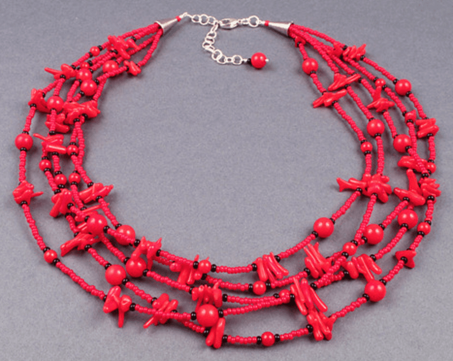 red coral beaded necklace