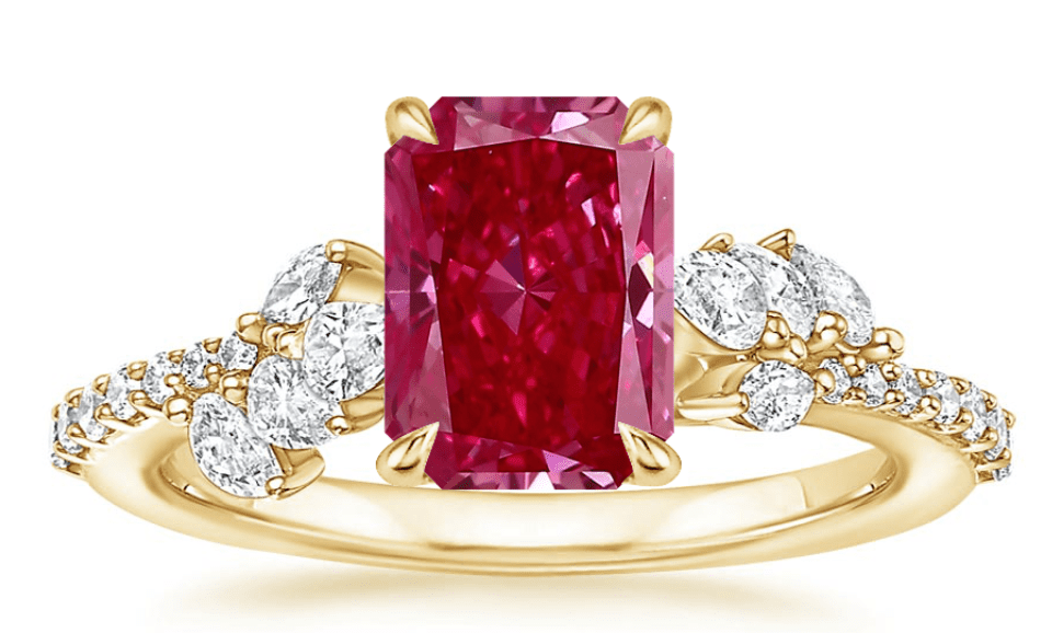 synthetic red diamond ring