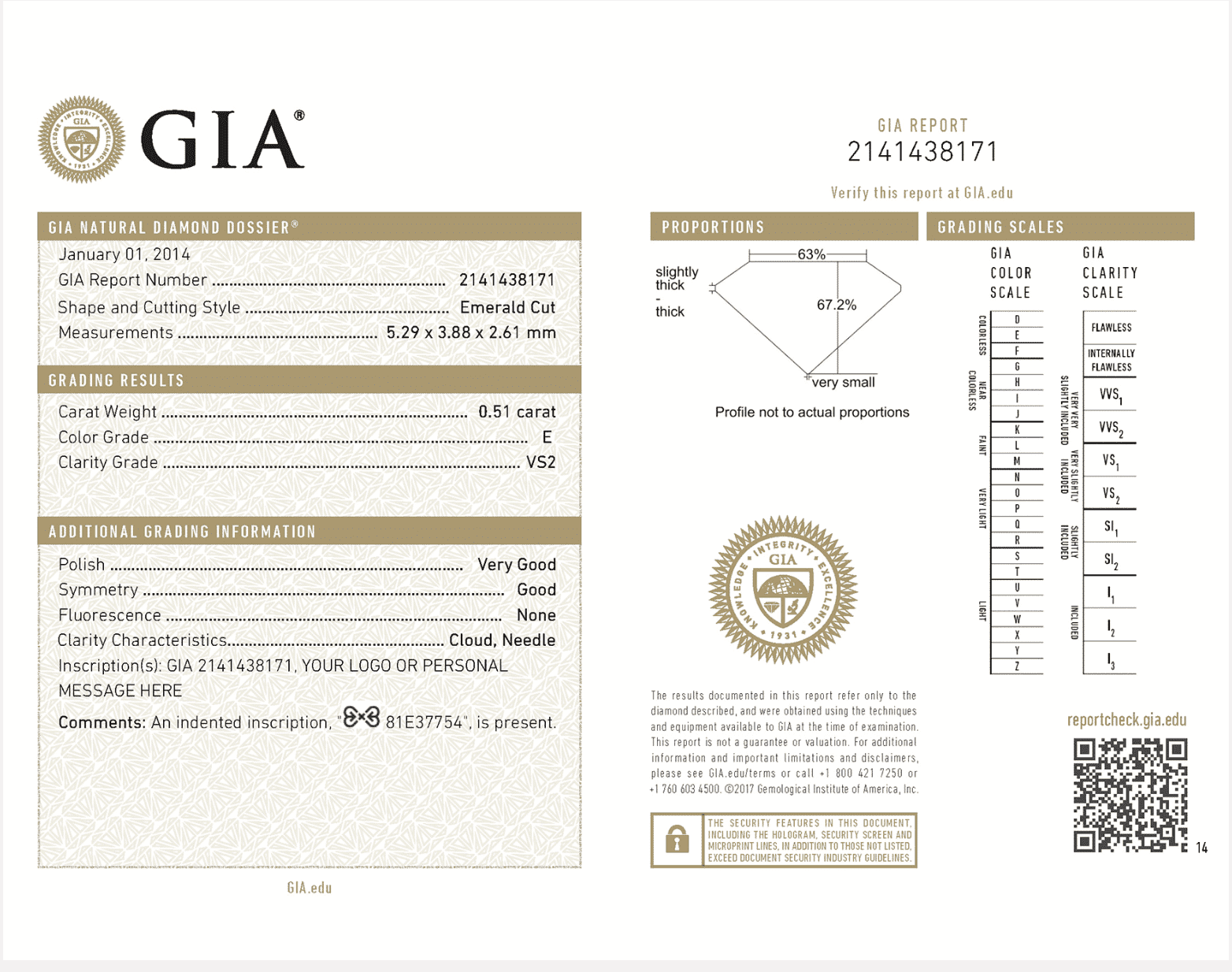 GIA diamond dossier report