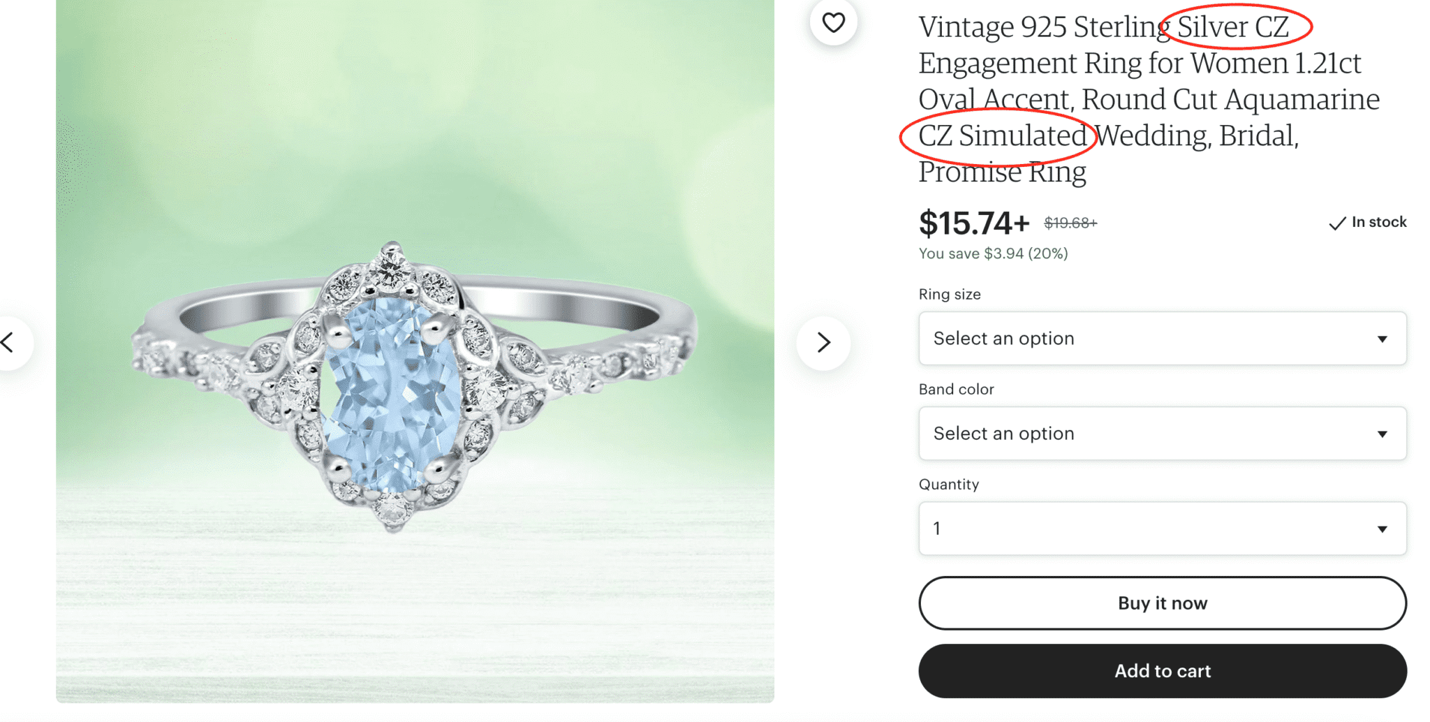 cubic zirconia simulated aquamarine