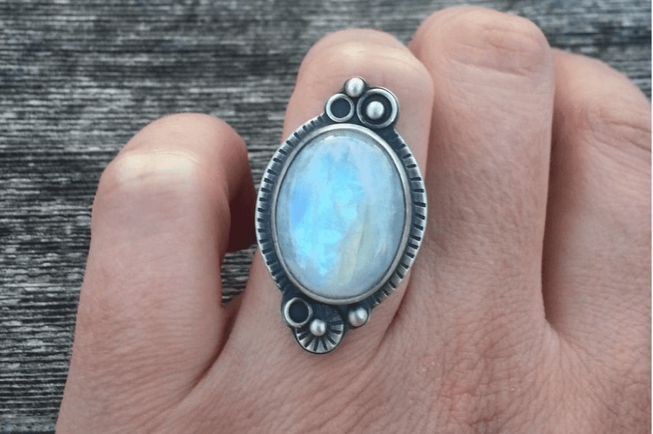 rainbow moonstone ring