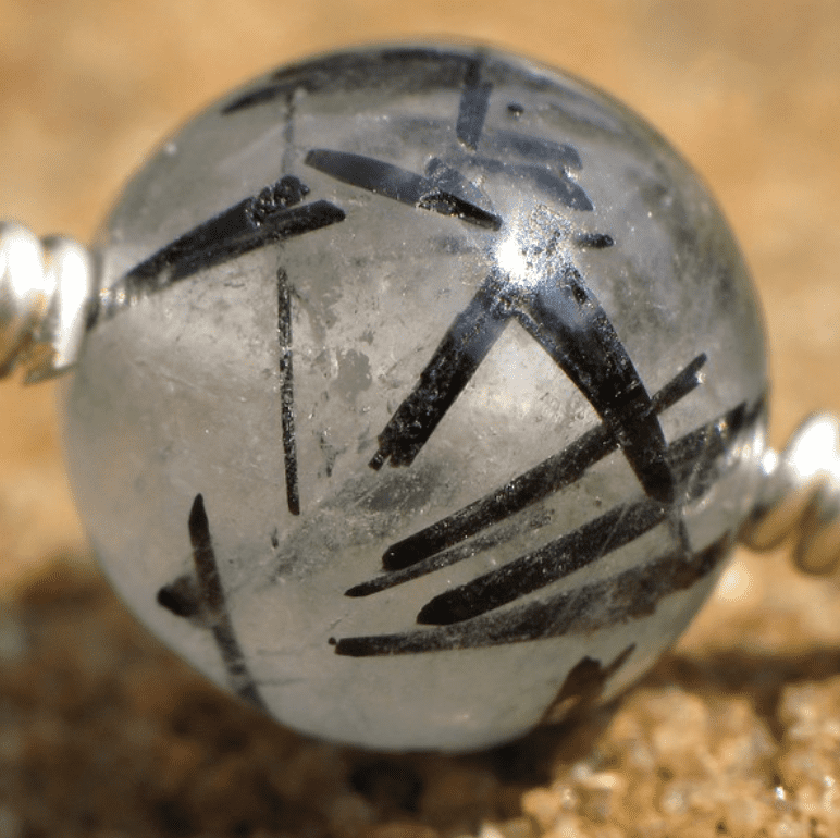 tourmalined quartz bead