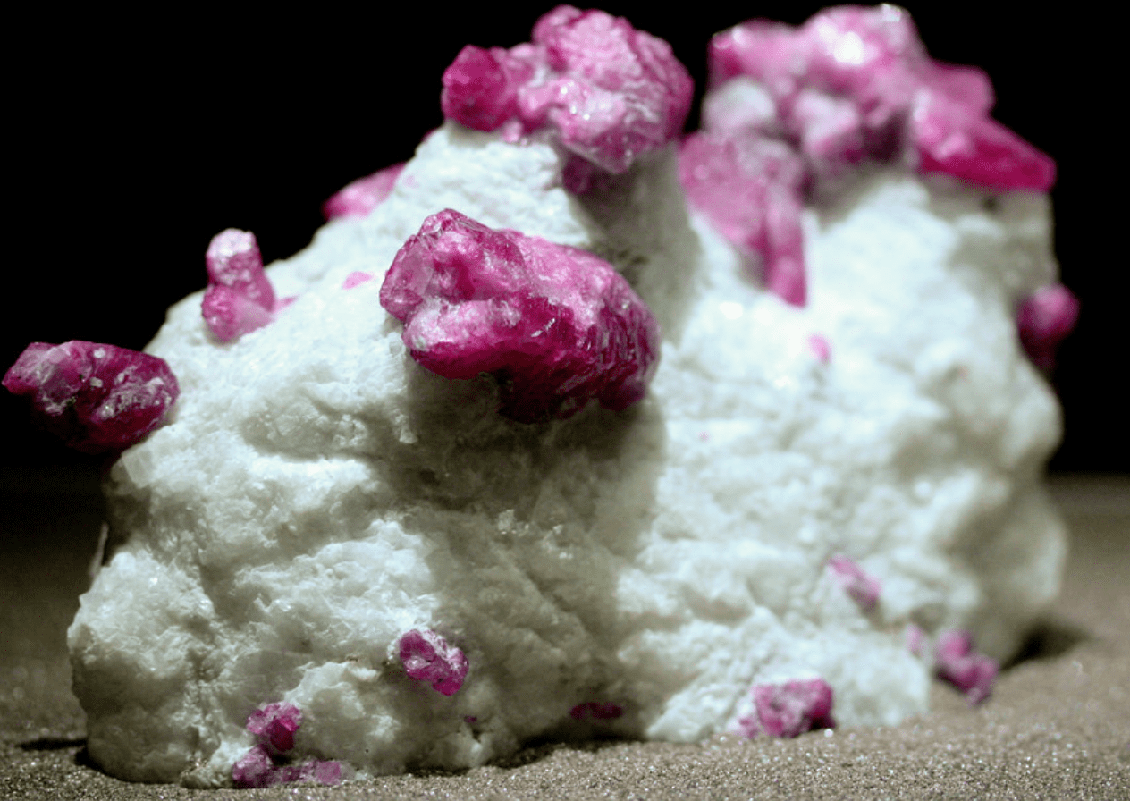 ruby crystals on matrix