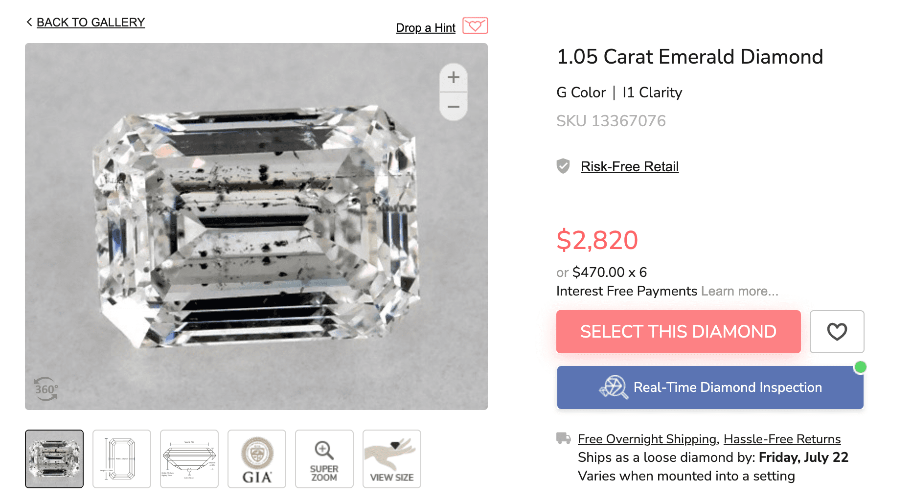 I1 clarity emerald diamond