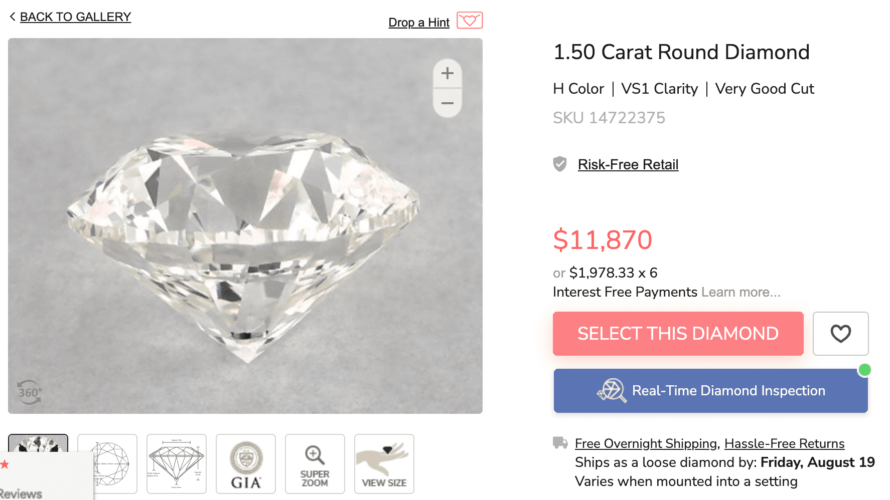 GIA very good diamond cut