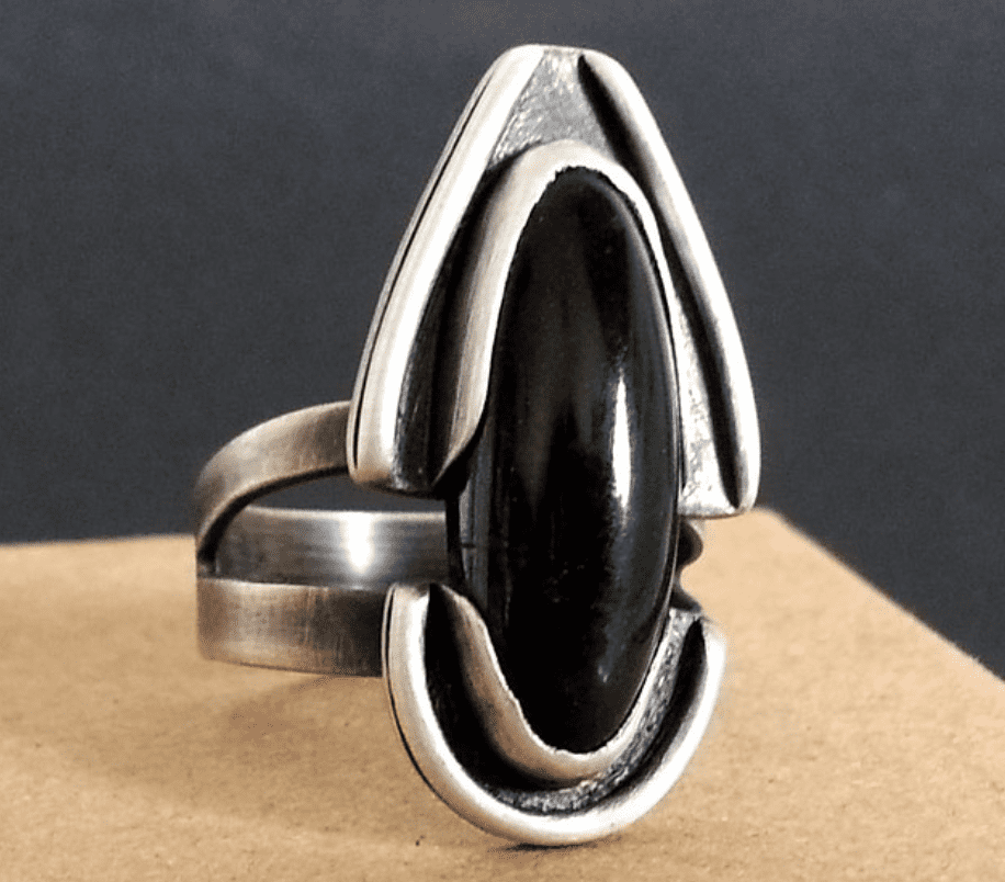 black onyx and silver ring
