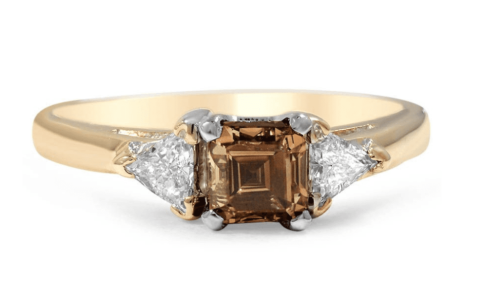brown diamond asscher ring