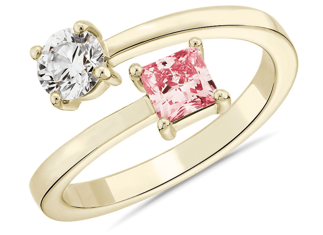 pink and white lab diamond ring